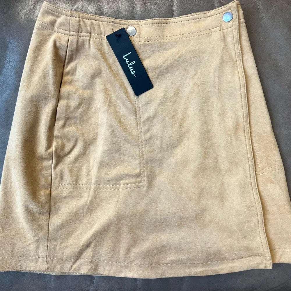 Lulus Let’s Wrap It Up Tan Suede Wrap Mini Skirt | Tan | Women’s XS - Picture 6 of 14